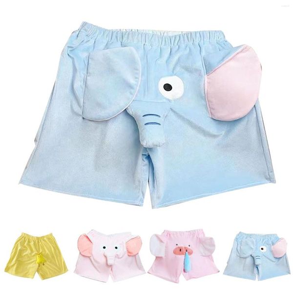 Pantalones de mujer lindos tres elefantes pantalones cortos hogar sueltos dormir unisex pareja