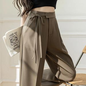 Pantalones para mujer Deeptown elegante forma traje mujeres negro suelto palazzo cintura alta clásico oficina damas pantalones moda coreana holgada caqui