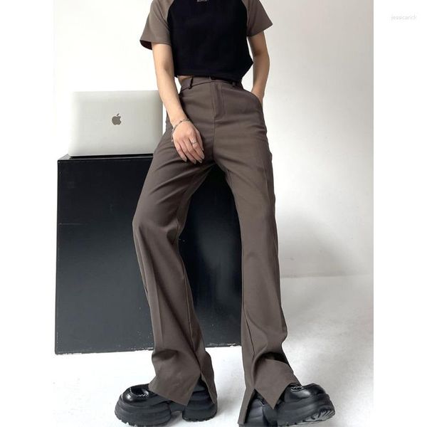 Pantalon Femme Deeptown Élégant Vintage Flare Classique Femmes Mode Coréenne Noir Harajuku Costume Formel Pantalon Taille Haute Palazzo Dames
