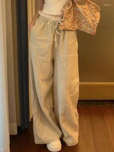 Pantalon féminin Deeptown Korean Style Patchwork Wide Jame Femmes Vintage Elegant Casual Sweet Lace Lacers Loose Conception Summer 2024 Chic