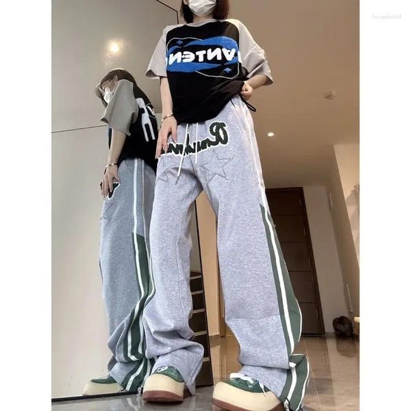Pantalones para mujer Deeptown Vintage Casual Pantalones de chándal de gran tamaño Mujeres Ropa de calle coreana Pierna ancha Y2k Hippie Harajuku Gyaru Pantalones holgados