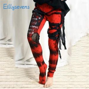 Pantalon féminin en détresse cool ultra cueillie gothique punk rétro tendance mode tie-dye leggings streetwear