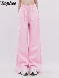 Pantalones de mujer dophee original rosa deportes deportivos para mujeres venda dopamina de primavera arco de pierna ancha de pierna dulce pantalones largos