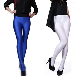 Pantalon féminin Double fermeture éclair ou ouvert les leggings sexy de leggings sportifs façonnant le mercerize maigre yoga à faible hauteur de hauteur belles jambes hanches collants