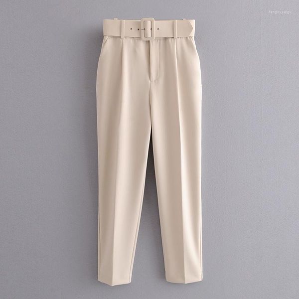 Pantalons pour femmes robe Style européen et américain mince avec ceinture taille haute décontracté pantalon à neuf points