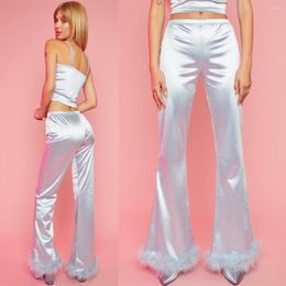 Pantalones de mujer DSK Perspectiva sexy moderna Pole dance Retro Burr suave Broadway Lady Home Bootleg