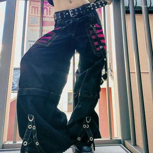 Pantalon Femme E-Girl Harajuku Gothic Grunge Cargo Bandage Femmes Vintage Dark Academia Baggy Pantalon Pantalon de survêtement Punk Hip Hop Streetwear