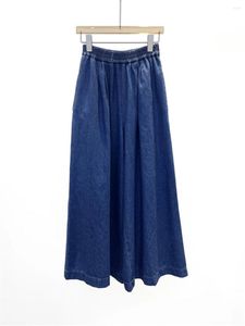 Pantalons pour femmes début automne femmes jeans coton lâche taille élastique 2023 mode femme jambe large denim long