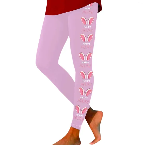 Pantalons de femmes Pâques Pâques Happy Imprimé Slim Fit Fashion Yoga Pant pour les femmes hautes hautes jambes droites