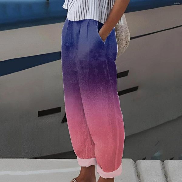 Pantalon féminin élastique haute taille pantalon de mode féminin avec poche des femmes harem bassement décontracté et taille