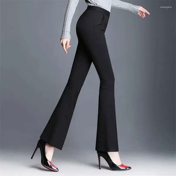 Pantalones de mujer con cintura elástica, pantalones acampanados, Primavera Verano 2024, pantalones cortos rectos informales de talla grande holgados y ajustados a la moda