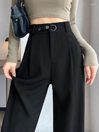 Pantalon femme élégant classique formel costume pantalon femme ample Vintage Style coréen plissé vieil argent large Baggy pantalon de bureau
