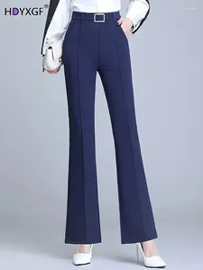 Pantalon femme élégant taille élastique pantalon à cloche femmes Chic pantalons formels bureau dame mince Flare vêtements de rue