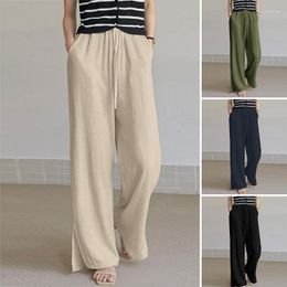 Vrouwen Broek Elijah Mode Vrouwen Wijde Pijpen Broek Lente Casual Elastische Taille Effen Losse Lange Pantalon Oversized Vakantie Palazzo 2023