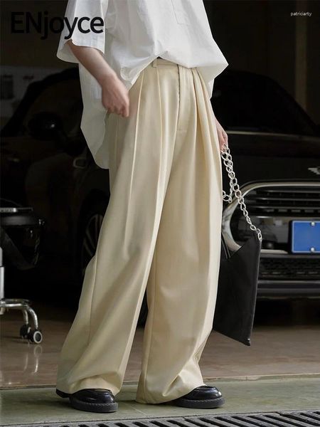 Pantalon féminin Profitez 2024 Été Femmes Vintage plissée à la jambe Ligne Vériances de travail coréen Fashion Fashion lâche pantalon