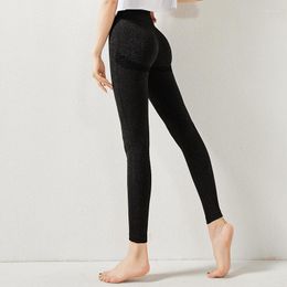 Pantalon Femme Européen Américain Sans Couture Tricoté Yoga Sports Courir Leggings Serré Porter Fitness Femmes Noir