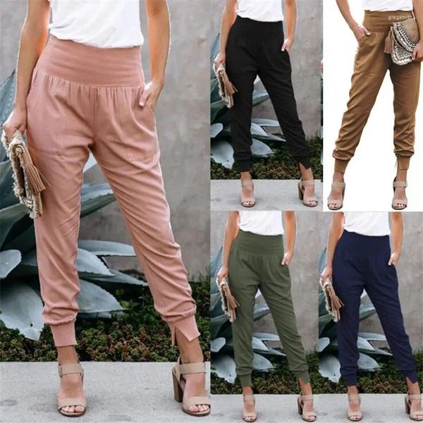 Pantalones para mujer Outlet de fábrica Moda para mujer Cintura elástica Longitud del tobillo Color sólido Pantalones de lápiz alto Casual Hipster Streetwear