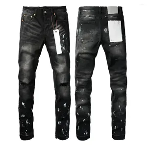 Damesbroeken Fashion 2024 Paarse Roca Brand Jeans High Street Black Paint Old Repair Low Convex strakke magere 28-40 maat