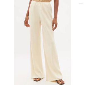 Pantalones de mujer marca de moda r0w pierna ancha rectas calzadas suaves de la cintura suave 2023 verano de estilo simple