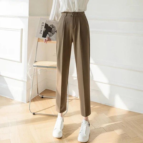 Pantalones de mujer moda femenina primavera recta negro blanco caqui pantalones trajes formal casual S-XL Harajuku Z119