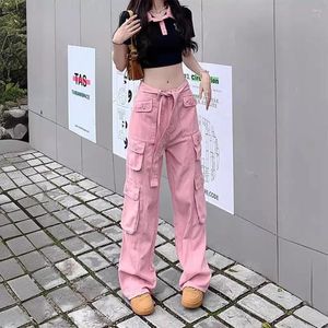 Pantalon féminin Fashion Girls Loose Cargo Multi Pockets Streetwear Slaig Slim Cotton Coton Coton Female Casual Baggy