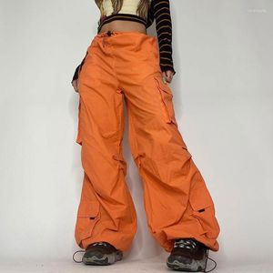 Pantalones de mujer moda Harajuku Cargo mujeres gran bolsillo Cool Streetwear pantalones de chándal Y2k niñas pantalones de cintura alta pierna ancha Casual