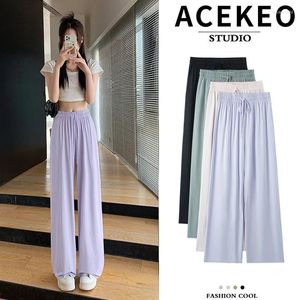 Dames broek mode Japanse vrouw hoge taille pant brede been baggy paarse broek zomer elegante vrouw oversized esthetisch