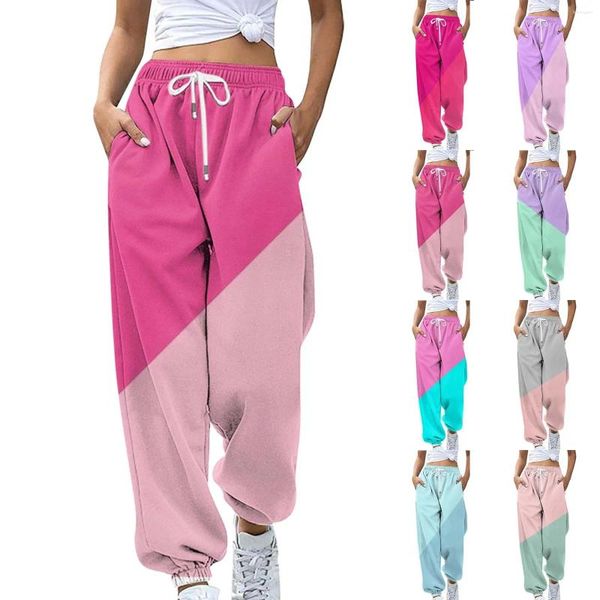 Pantalon féminin mode lâche coloré de poche décontractée poche cordon mignon pour les adolescentes saut
