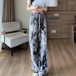 Pantalon ample pour femmes, mode printemps-automne, Streetwear fin, taille élastique, droit, impression Tie Dye, vêtements à jambes larges, 2024