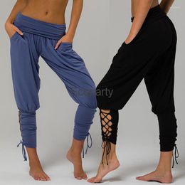 Pantalon femme mode Pilates pour femmes doux solide à lacets Harlan 2023 décontracté Gym Fitness pansement ample pantalon à poches