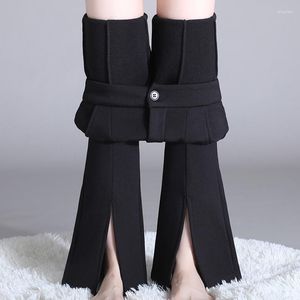 Damesbroek Mode Slit Zwart Flare Voor Vrouwen Koreaanse Stijl Casual Kantoor Dame Vrouwelijke Hoge Taille Lange Bell Bottom Broek 2023