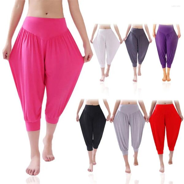 Pantalones de mujer Moda Primavera Verano Mujeres Pierna ancha Color Sólido Estiramiento Yoga Bloomers Fitness Damas Pantalones Casuales Sueltos