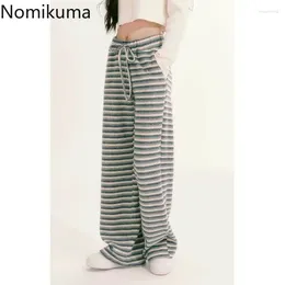 Pantalones para mujer Moda Rayas Pierna ancha Ropa de mujer Cintura alta Recta Casual Pantalon Femme Thicked Harajuku Coreano Y2K Pantalones