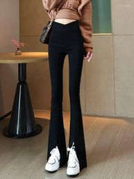 Vrouwen Broek Mode Pak Vrouwen Lente Herfst Hoge Taille Office Lady Flare Koreaanse Broek Pantalon Femme Vinttage Bodems F60