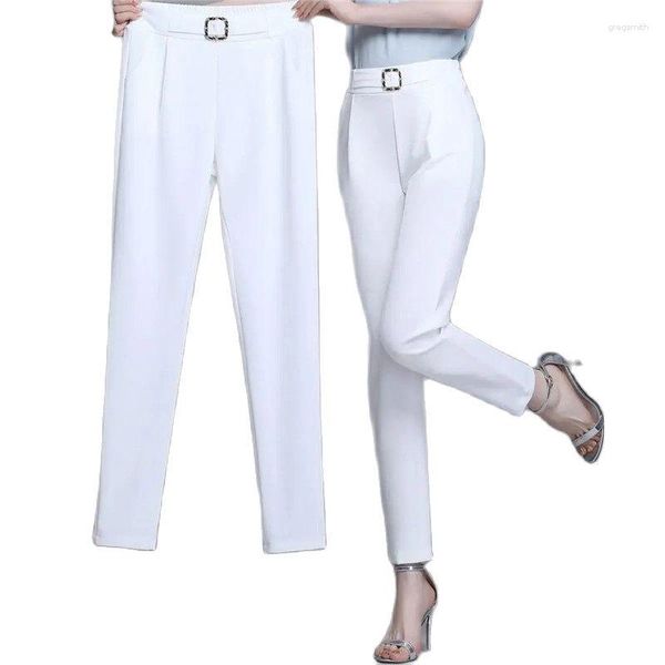 Pantalon femme mode sarouel blanc mince été crayon droit taille haute pantalon décontracté costume tenue d'affaires