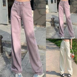 Pantalons pour femmes Mode Femmes Taille Haute Jeans Couleur Unie Droite Femme Denim Baggy Pantalon Pleine Longueur Pantalones Palazzo