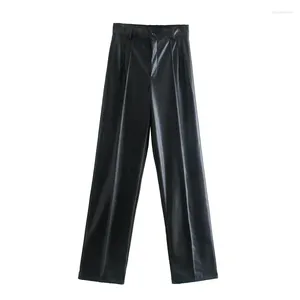 Pantalon féminin faux cuir pant