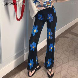 Pantalones de mujer Flare Mujeres Floral Estudiantes Cómodo Vintage Moda diaria Suelto Ocio Todo-fósforo Diseñador de verano Estilo coreano especial