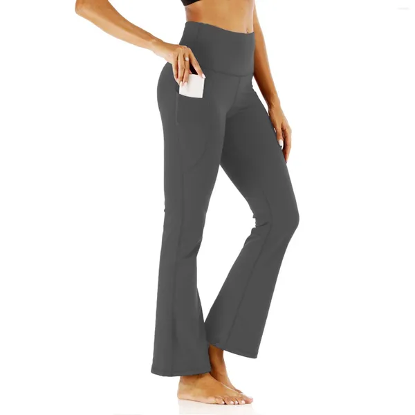 Pantalon évasé pour femmes, couleur unie, Yoga, séchage rapide, respirant, absorbant la sueur, taille haute, Leggings, Fitness, course à pied