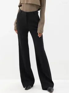 Pantalon féminin évasé le costume en train de faire la taille haute femelle 2024 pantalon long du printemps d'été noir