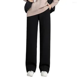 Damesbroeken Fleece voering winter beklede elastische high taille wide been broek voor een gezellige stijlvolle look warm pluche