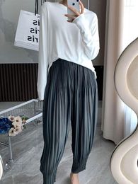 Pantalons pour femmes longueur au sol pantalons de survêtement japonais plissé radis taille pantalon lâche femmes style coréen haute rue femme vêtements pantalon