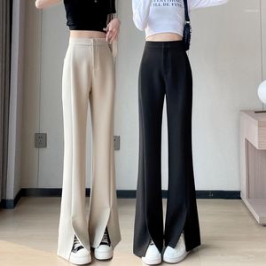Pantalon féminin pour femmes 2023 Automne Suit High Wide jambe large ouverte Straight Casual Woman Vêtements