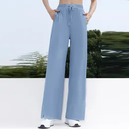 Damesbroek voor vrouwen Casual zomer High Tailed Wide Been Yoga Snel droge vracht Baggy jeans vrouw broek pantalons