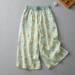 Pantalon féminin pour les femmes lâches décontractées baggy vintage d'été de style coréen de style coréen pantalon fluide