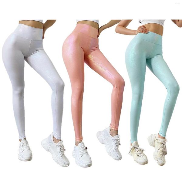 Pantalons pour femmes pour femmes Yoga Fitness entraînement vêtements de sport taille haute en cuir PU collants de Sport vêtements de sport