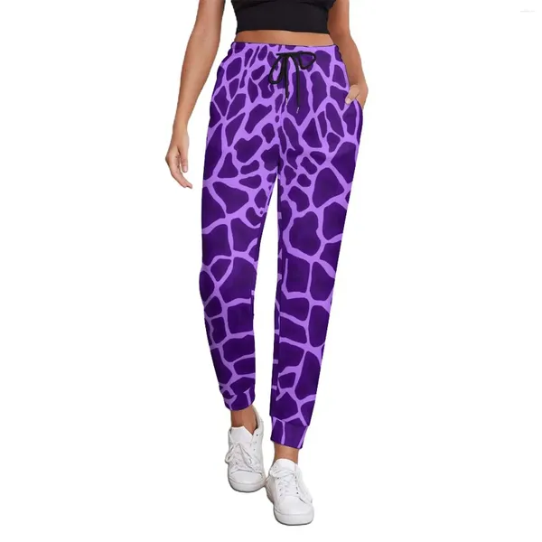 Pantalon femme imprimé girafe Jogger violet Animal Street Style Joggers printemps femme tendance imprimé pantalon grande taille cadeau d'anniversaire