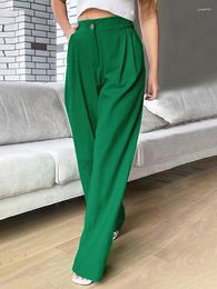 Damesbroek Groene broek broek voor vrouwen Lente zomer Casual verlengen rechte hoge taille broek Kwaliteit Mode gestapeld