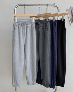 Pantalons pour femmes Pantalons de survêtement gris Printemps 2024 Leggings à cordon de serrage amples Harem décontracté Couleur unie Mince