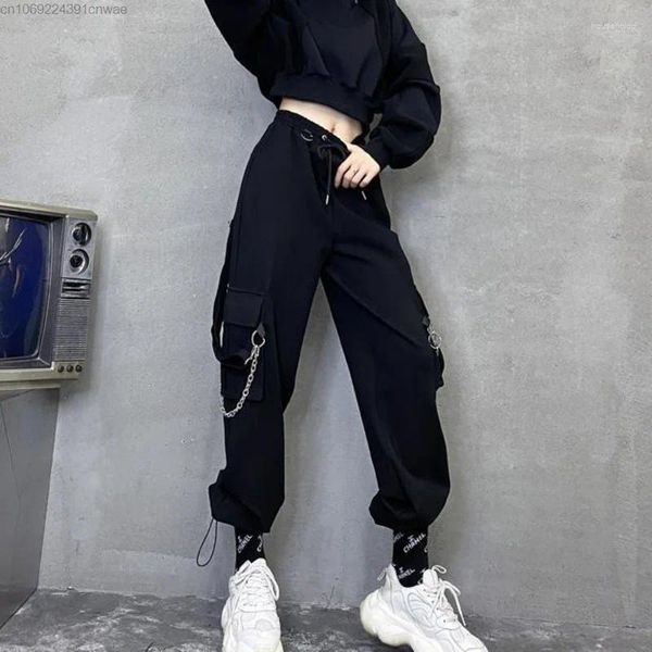Pantalons pour femmes Grunge vêtements larges Y2k fille hip-hop Harajuku chaîne Cargo Yk2 femmes pantalons de jogging noir Harem Streetwear hommes